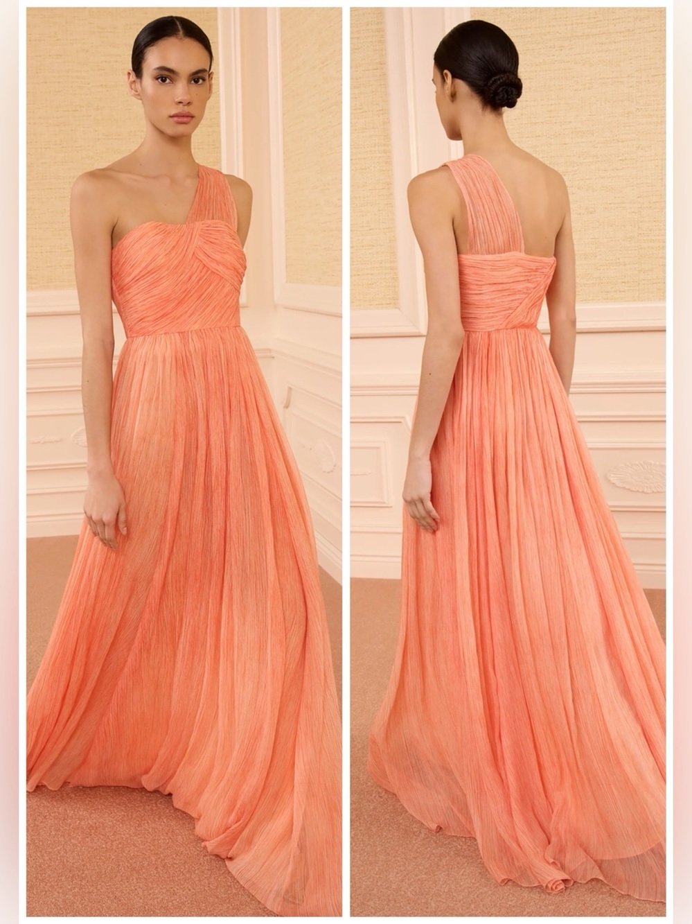 ULLA JOHNSON Aureline Silk One Shoulder Pink Maxi Dress Gown SZ US 0 NWT